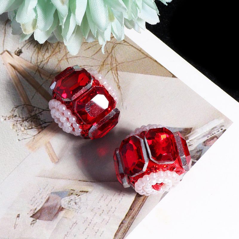Faceted Crystal Barrel Rhinestone Beads 19mm Polymer Clay Base 5pcs 12