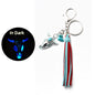 Western Glow in the Dark Ox Skull Keychain Metal Turquoise Tassel 8