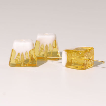 Lampwork Square Glass Beads 18mm Glow In The Dark Japan Fuji Mountain 25pcs 10