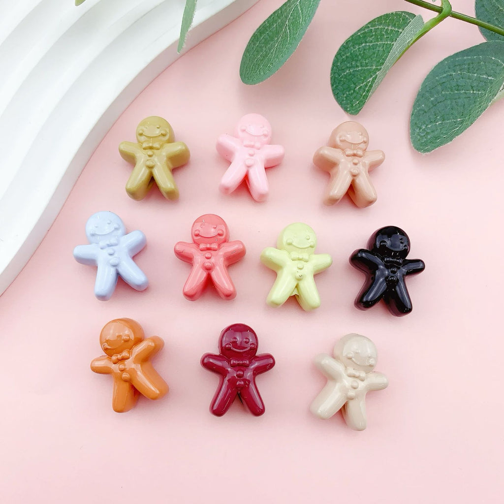 Smiley Gingerbread Man Acrylic Beads 30.5x27.5mm Colorful 10pcs 4