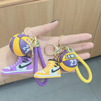 Basketball Shoe Keychain PVC Mini Sneaker Purple Yellow Black
