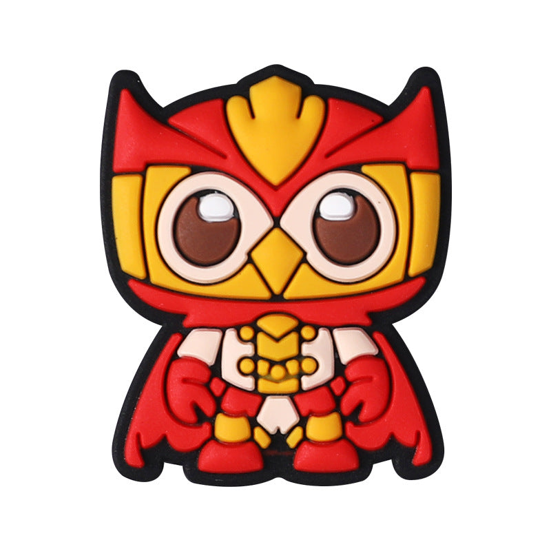 Silicone Focal Beads Owl Super Hero Wearing Mask and Cape 20pcs 4