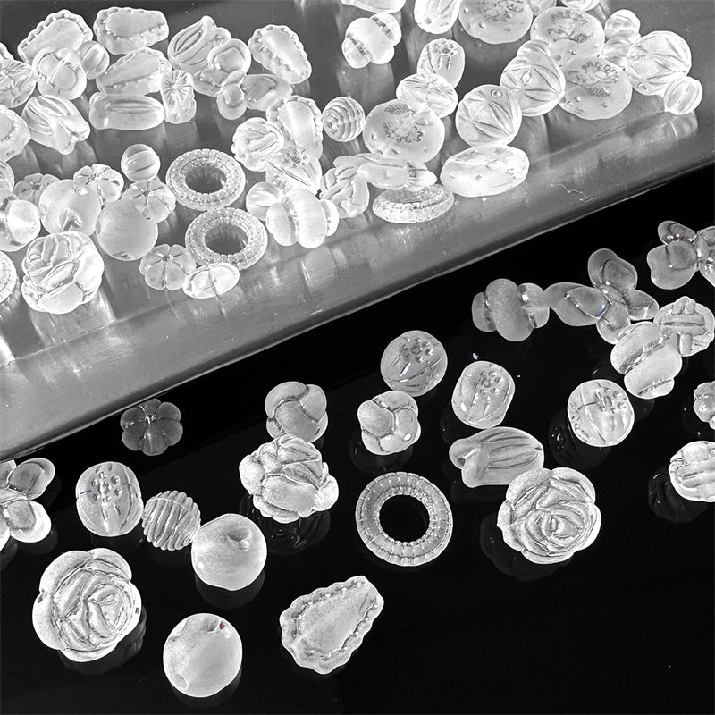 Semi-transparent Frosted Acrylic Beads Matte Finish Mixed Shapes