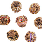 Embellished Bubblegum Beads 19mm Antique Gilded Rose Rhinestone 5pcs 5
