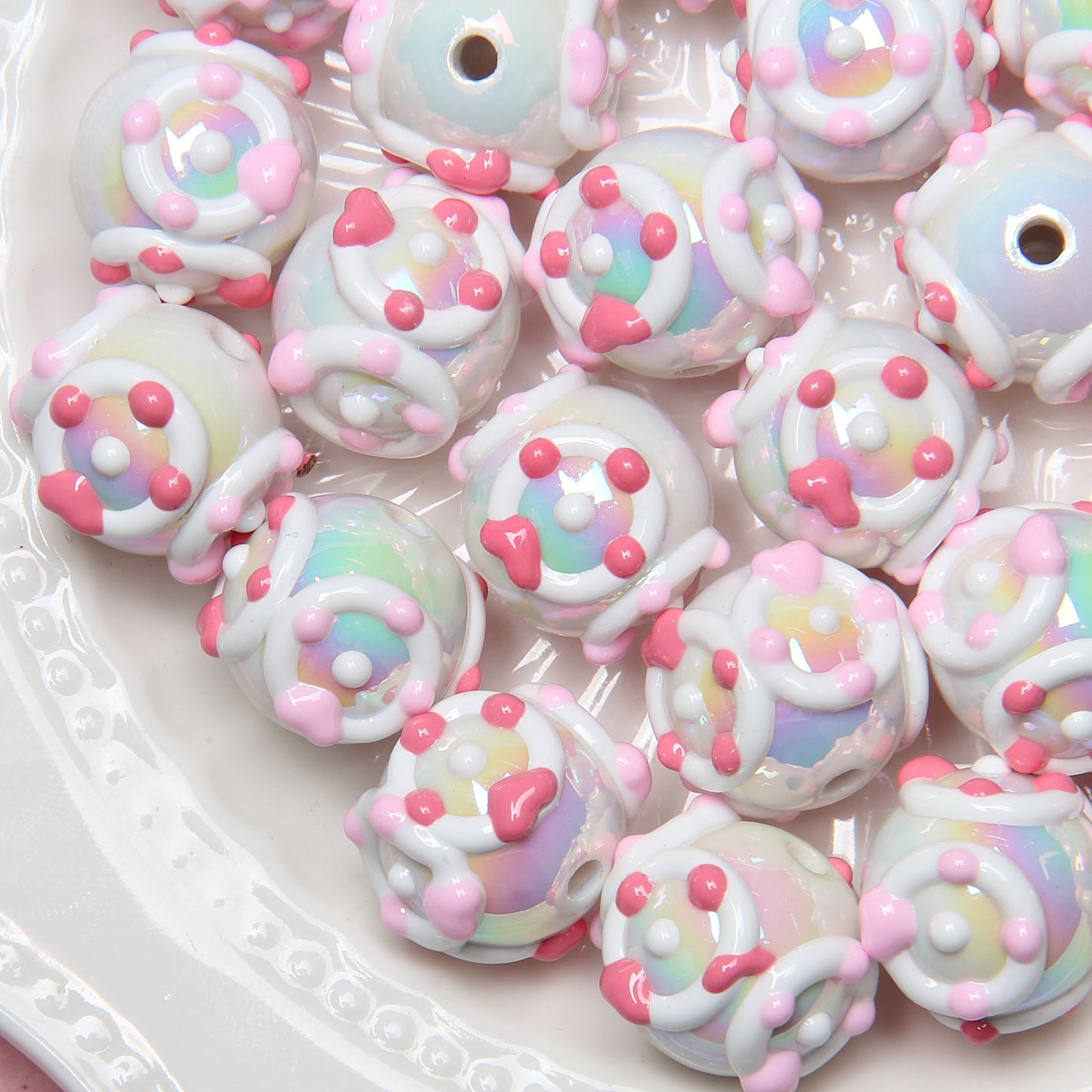Hand-Painted Fruit Series Acrylic Beads 18mm Glossy 10pcs 11