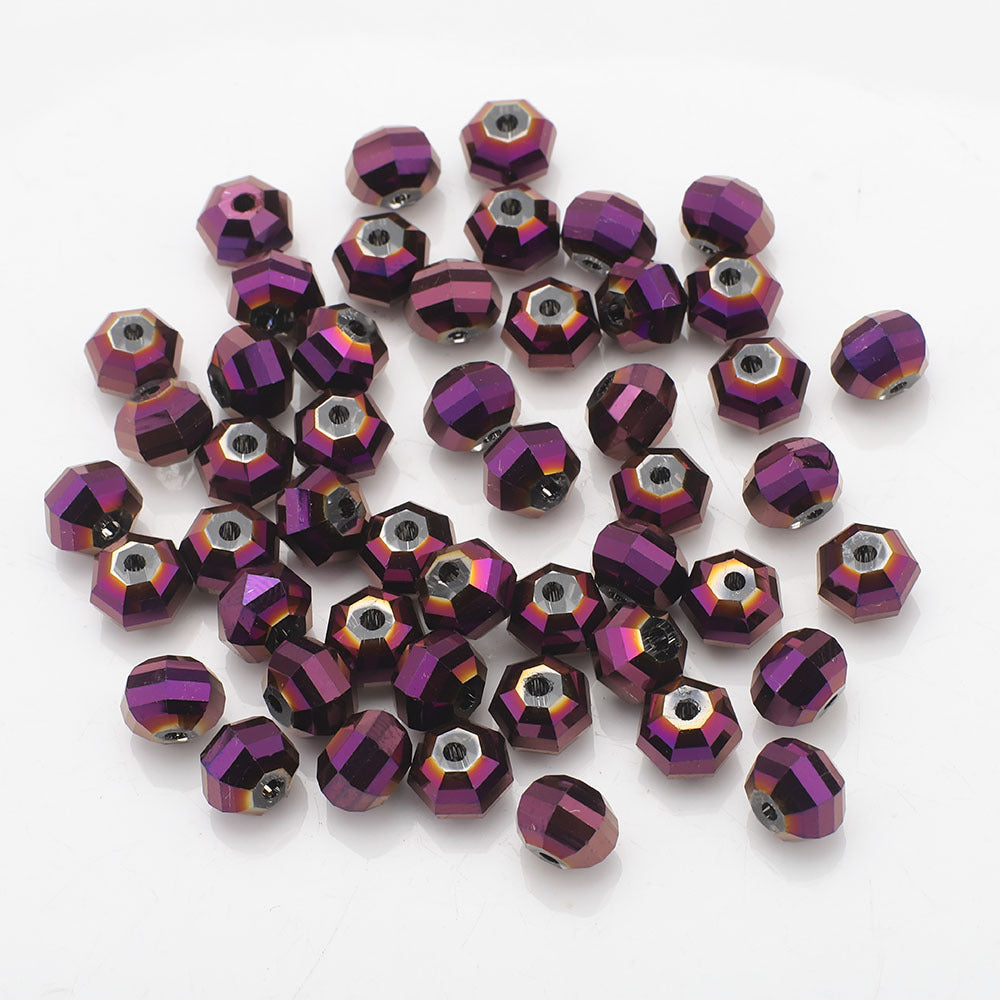 Faceted Glass Beads 8mm Watermelon Electroplated Iridescent 30pcs 27