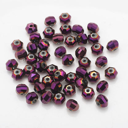 Faceted Glass Beads 8mm Watermelon Electroplated Iridescent 30pcs 27