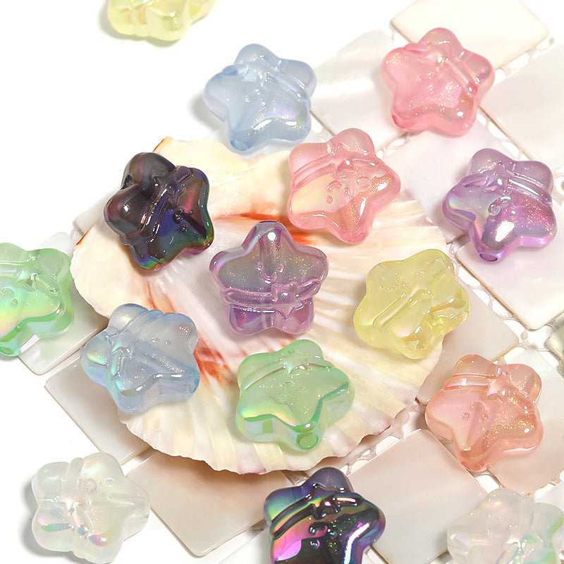 Glow Flower Heart Acrylic Beads 17-21mm Iridescent Plated 50pcs 4