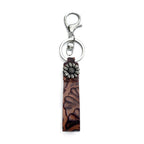 Vintage Embossed Leather Lanyard Keychain Genuine Cowhide 14cm 2pcs 5