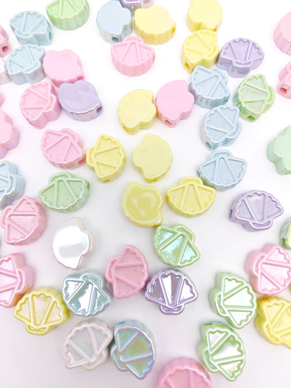 Glow Scallop Acrylic Beads 24mm Pastel Luminescent 50pcs 6