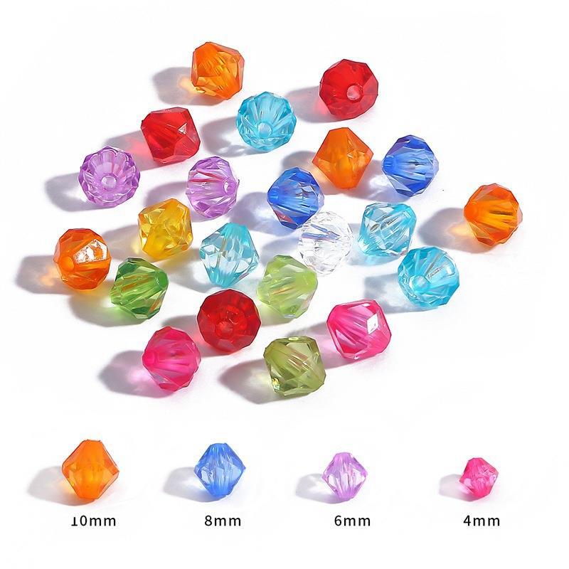 Transparent Rhombus Acrylic Beads 4-10mm Colored Mixed 4