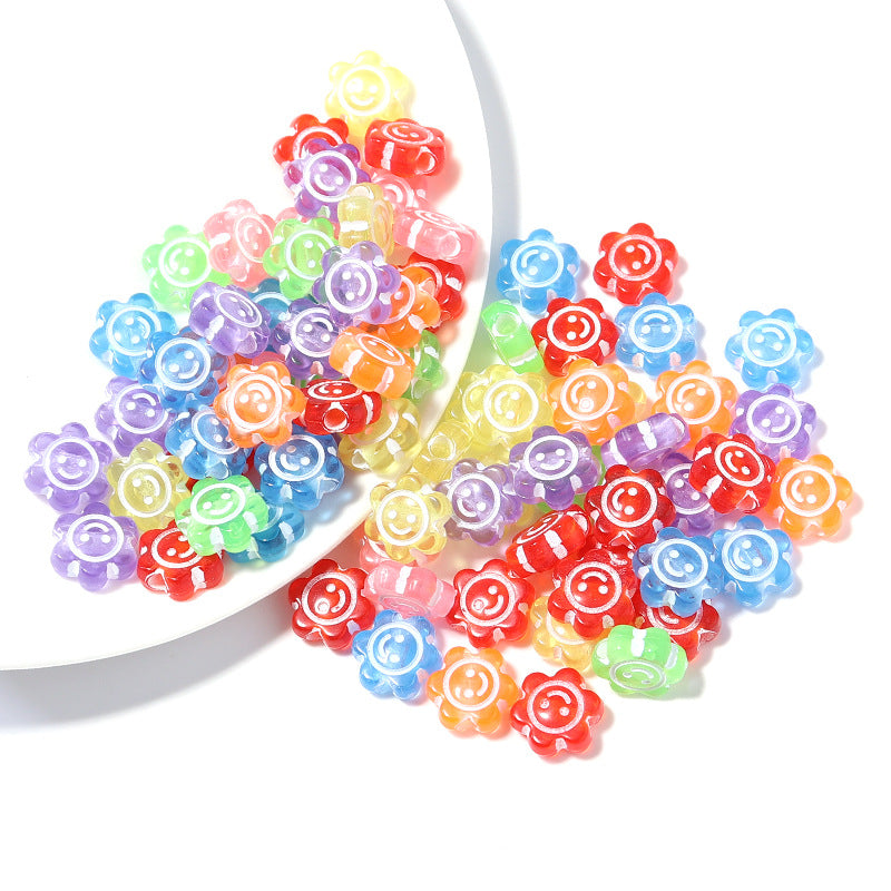 Colored Transparent Sunflower Acrylic Beads 10x4.5mm Glossy 200pcs