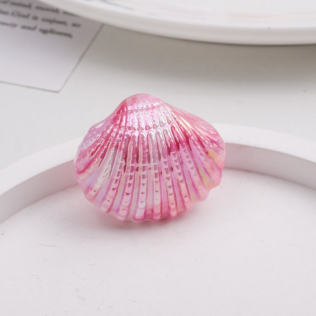 Plating Shell Acrylic Beads 30mm Two Tone Iridescent Scallop 10pcs 6