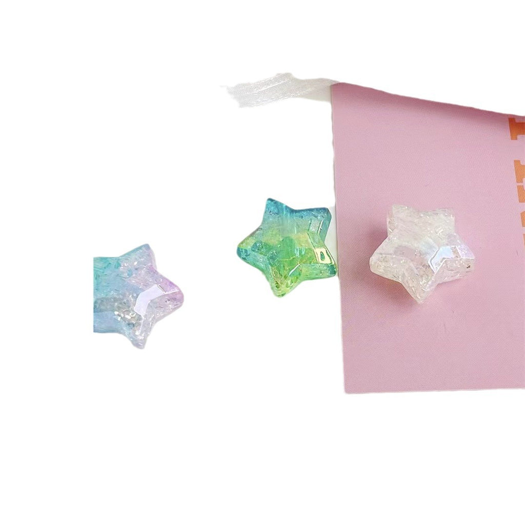 Gradient Faceted Crackle Star Acrylic Beads 21mm Colorful Mixed 100pcs 4