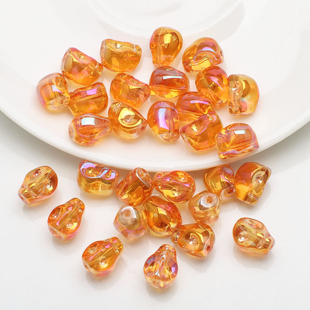 Electroplated Skull Glass Beads 8X10mm Vintage Iridescent Chrome 30pcs 9