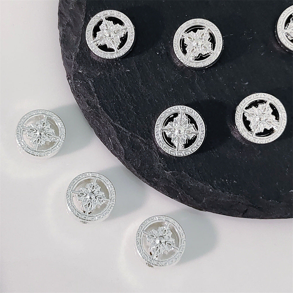 Flat Metal Beads 12mm Vajra Pattern Intricate Design 40pcs 3