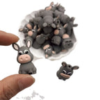 Silicone 3D Focal Beads Donkey Soft Gray with Pink Snout 20pcs 5