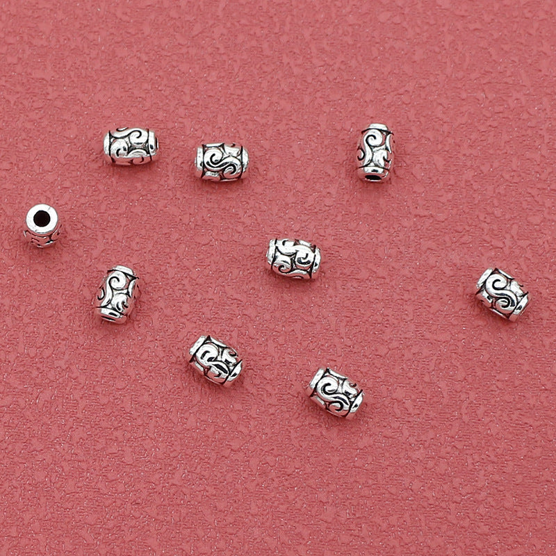 Elliptical Metal Beads 6mm Tibetan Silver Tone Swirl Design 1pc 3