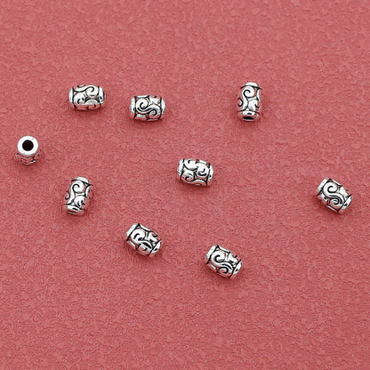 Elliptical Metal Beads 6mm Tibetan Silver Tone Swirl Design 1pc 3