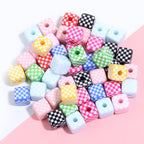 Colored Checkerboard Rounded Acrylic Square Beads 13mm 10pcs 2