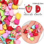 Painted Half Strawberry Acrylic Beads 16mm Colorful Mixed 20pcs 3