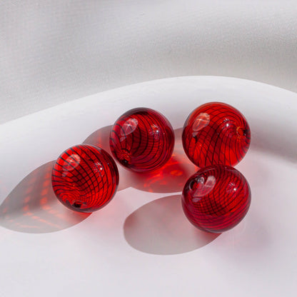 Swirl Pattern Blown Glass Beads 10-16mm Colorful Translucent 4pcs 10
