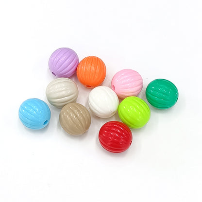 Painted Round Acrylic Beads 12mm Creamy Pumpkin Matte 100pcs 2