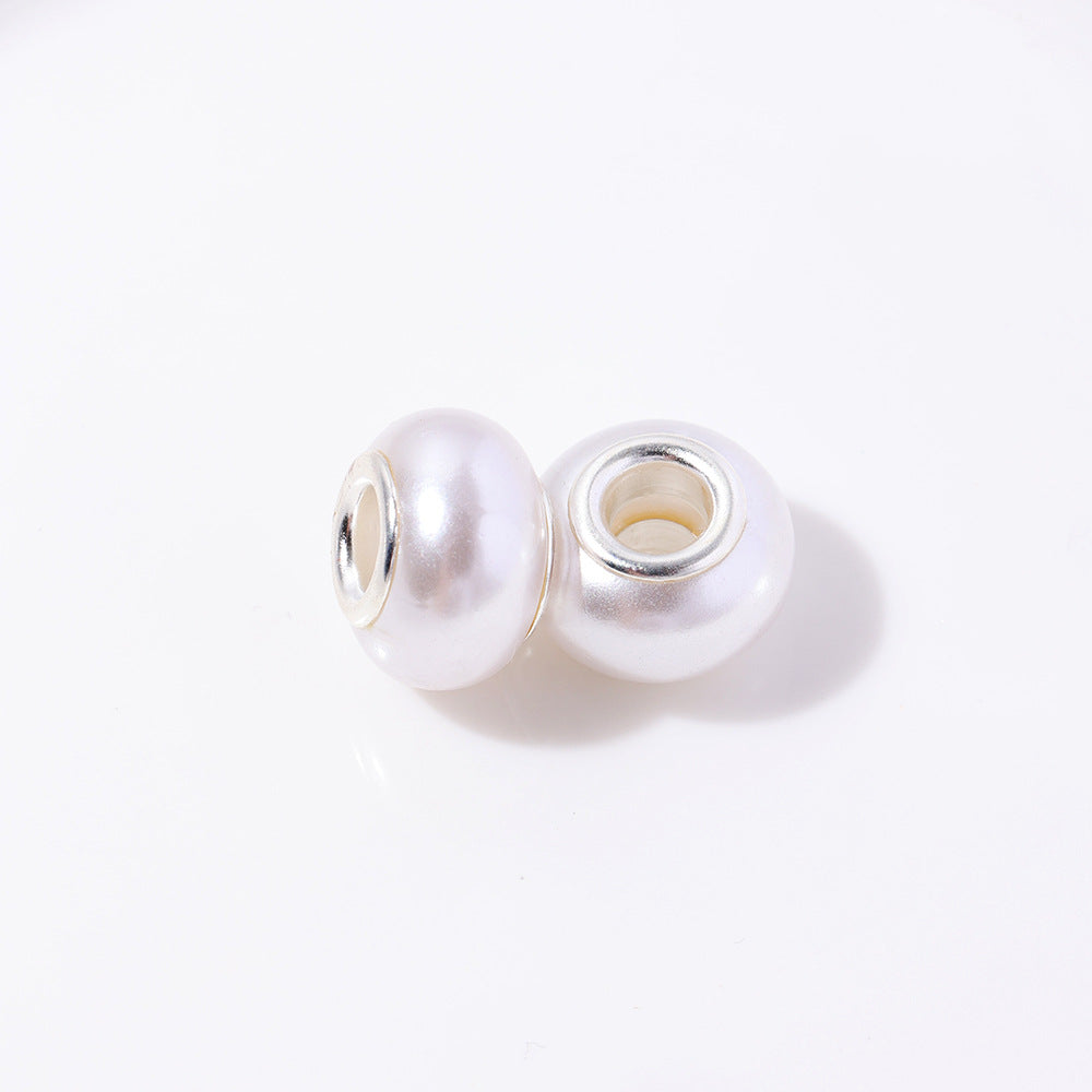 ABS Plastic Donut Spacer Beads 9*14mm Imitation Pearl 100pcs 6