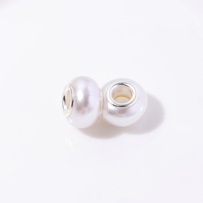 ABS Plastic Donut Spacer Beads 9*14mm Imitation Pearl 100pcs 6