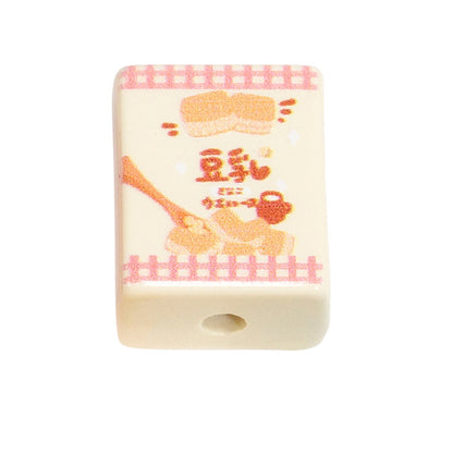 Painted Square Acrylic Beads 20mm Cartoon Snack Box 10pcs 11