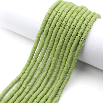 Flat Clay Beads 6mm Solid Color Polymer Spacer Beads 10strands 32