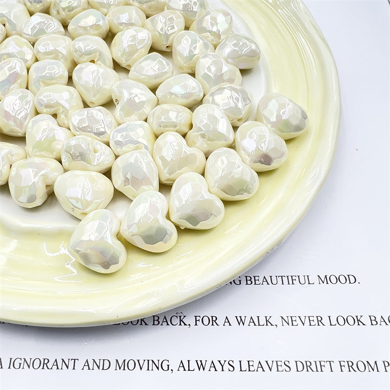 Light In The Dark Faceted Heart Acrylic Beads 20mm Pastel 10pcs 10