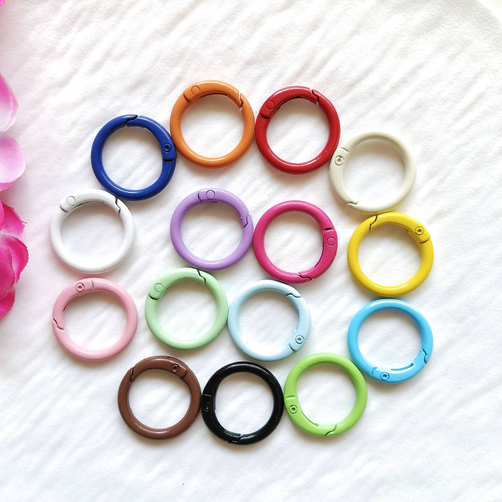 Alloy Trigger Spring Key Rings 25mm Colorful Baking Painted 50pcs