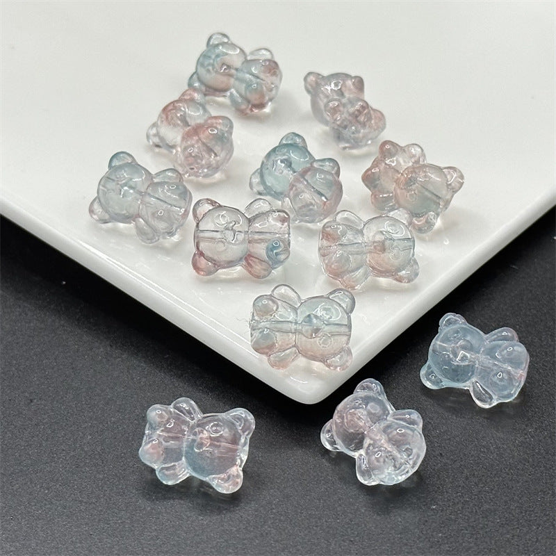 Transparent Bear Glass Beads 13x16mm Pastel Colors 100pcs 9