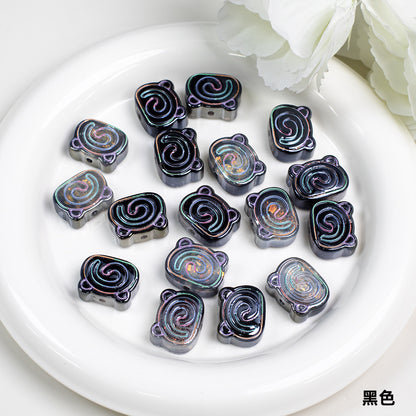 Spiral Pattern Bear Resin Beads 20mm Multicolor Translucent 10pcs 9