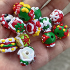 Hand Painted Round Acrylic Beads 16mm Christmas Theme 100pcs 2