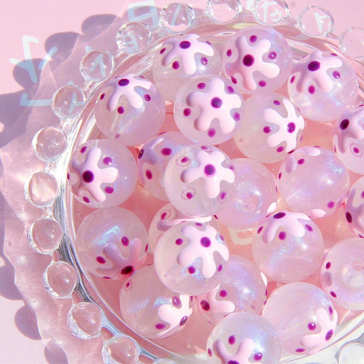 Painted Smiley Face Acrylic Beads 16mm Glow In The Dark 10pcs 6