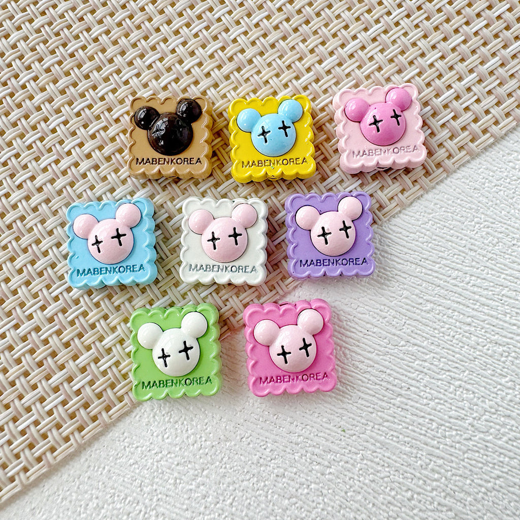 Strawberry and Mouse Metal Beads 13mm Pastel Painted Cookie Design 10pcs 24