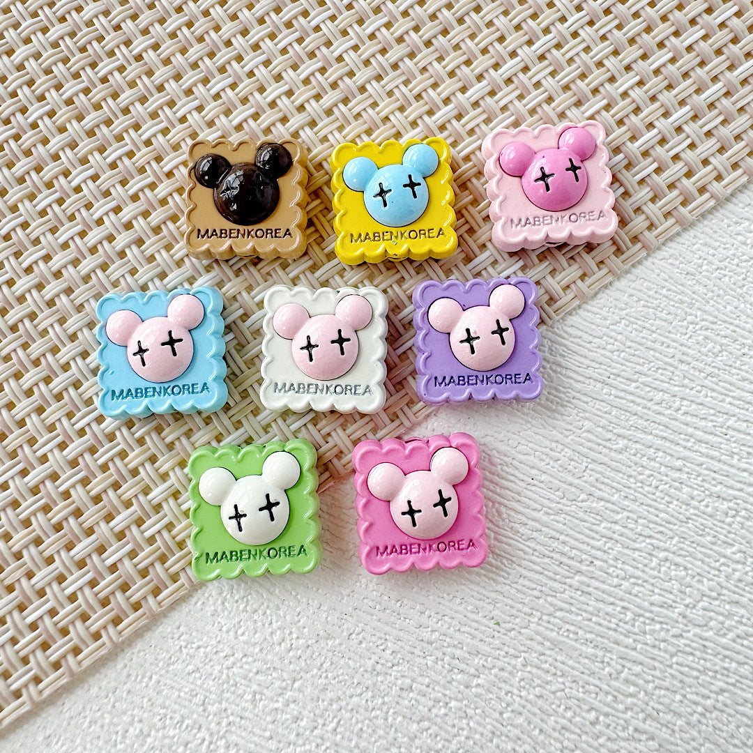 Strawberry and Mouse Metal Beads 13mm Pastel Painted Cookie Design 10pcs 24