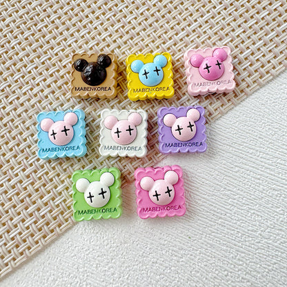Strawberry and Mouse Metal Beads 13mm Pastel Painted Cookie Design 10pcs 24