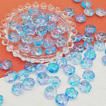 Czech Glass Beads Cat Paw 14mm Pastel Matte 25pcs 8