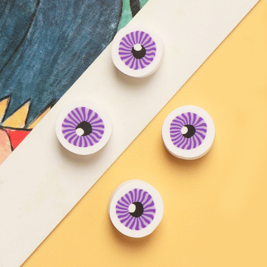 Flat Round Clay Beads 10mm Purple Eyes Pattern Polymer 100pcs 4