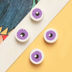 Flat Round Clay Beads 10mm Purple Eyes Pattern Polymer 100pcs 4