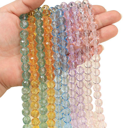 Faceted Round Glass Beads 10mm Clear Pastel Colors 50pcs 5