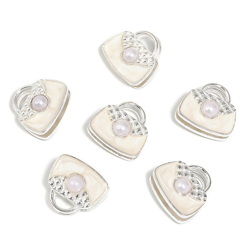 Handbag Metal Beads 18mm Double-Sided Pearl Enamel Finish 10pcs 8