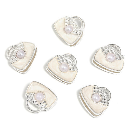 Handbag Metal Beads 18mm Double-Sided Pearl Enamel Finish 10pcs 8