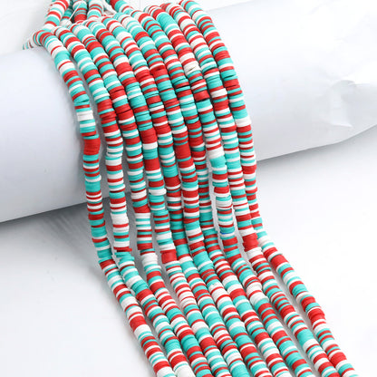 Flat Clay Beads 6mm Colorful Polymer Spacer Disc 10strands 7