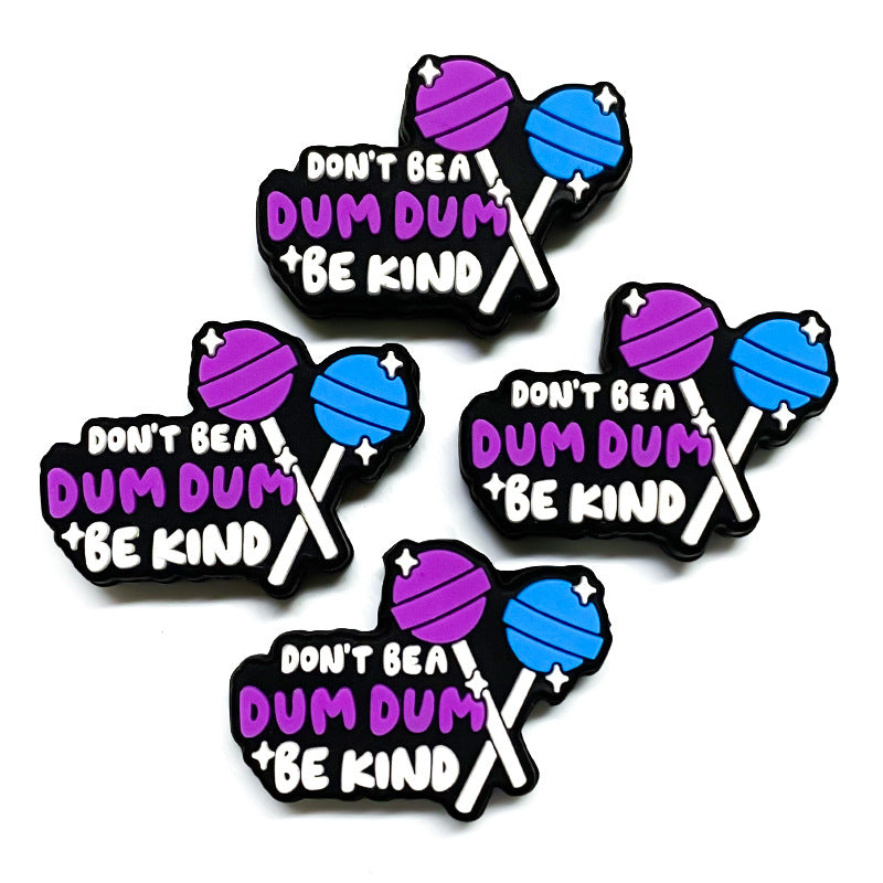 Silicone Focal Beads Cartoon Simulation Lollipop Be Kind Text 20pcs 3