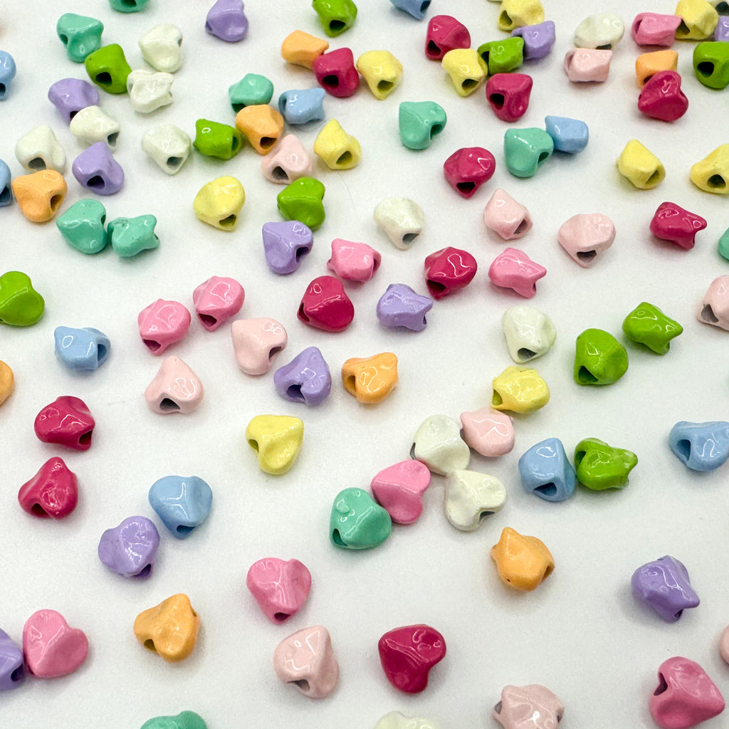 Heart Metal Beads 5mm Baking Painted Glossy Alloy 30pcs