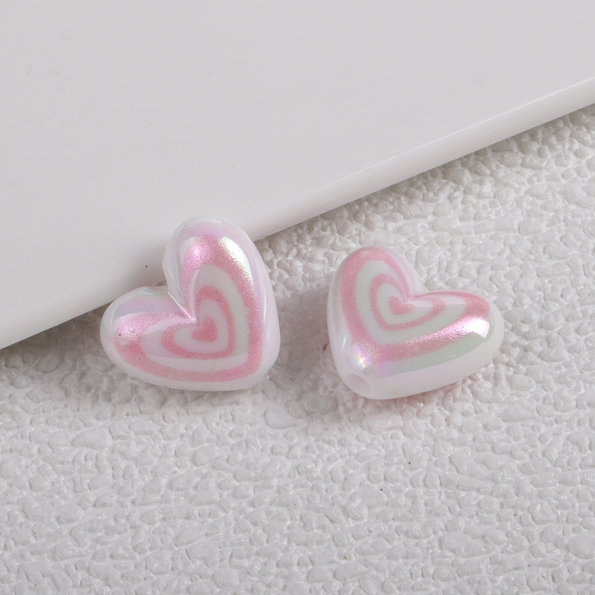 Plating Heart Acrylic Beads 18mm Spiral Pattern Glossy 50pcs 8